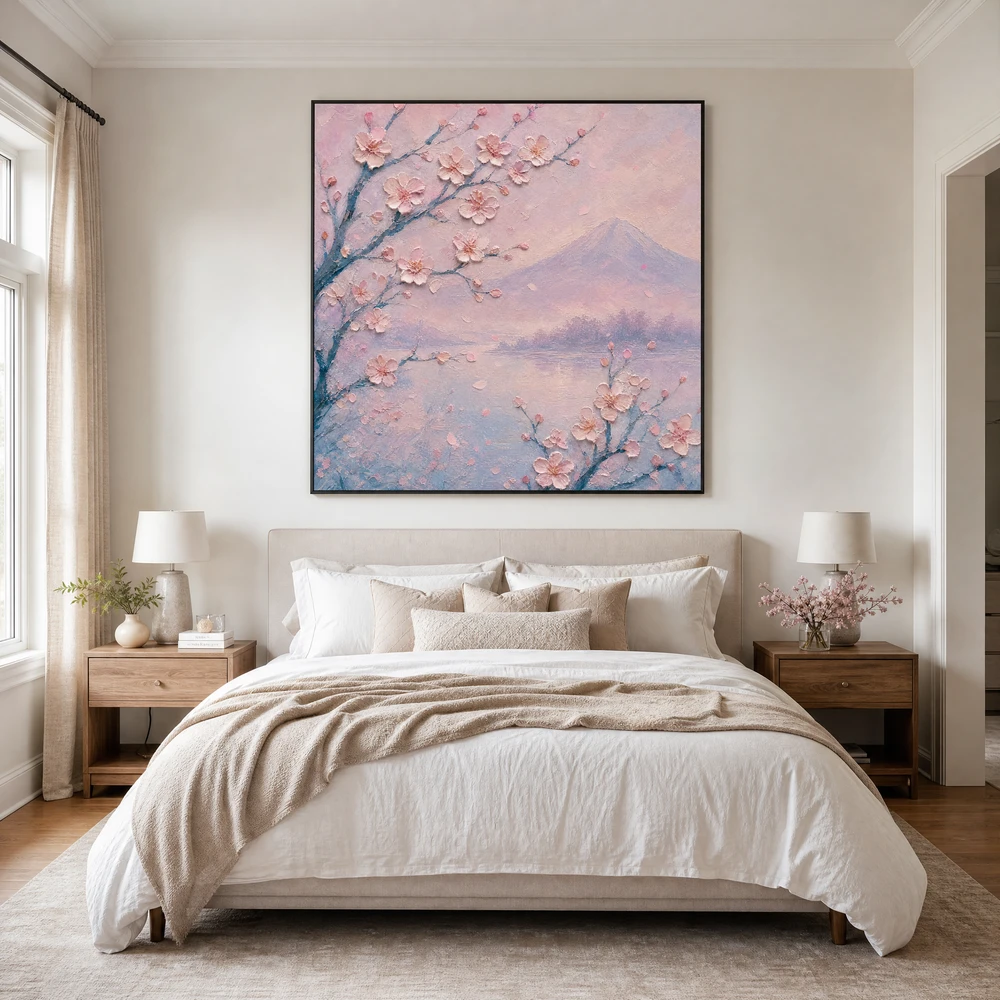 S011 | Blush Petal Mist – Floral Canvas Art | Impasto Oil Painting