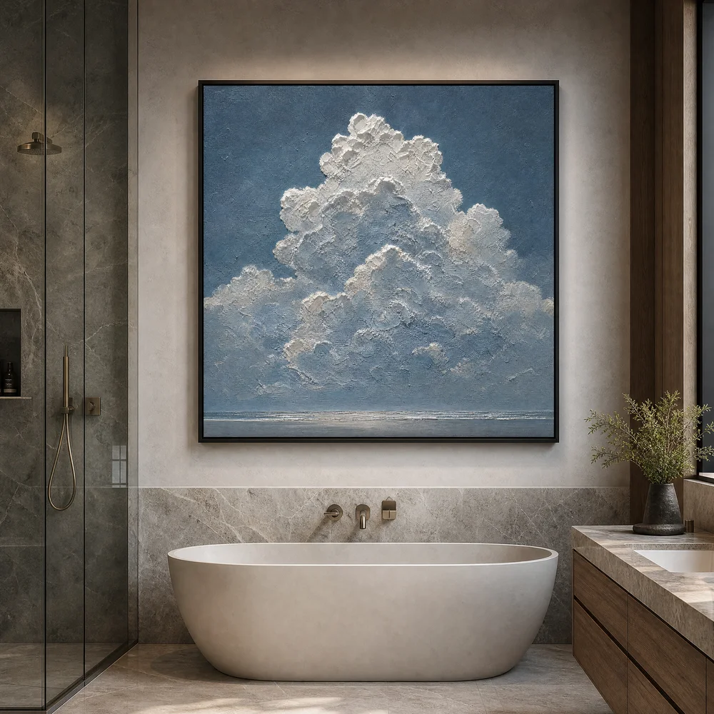 cloudlit-horizon-coastal-ocean-art-bathroom S008 | Cloudlit Horizon – Coastal Ocean Canvas Art