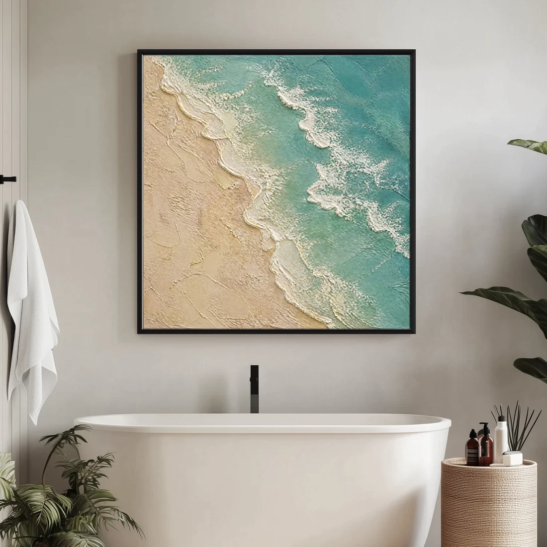 seafoam-shore-coastal-ocean-canvas-art-living-room-S-05 S006 | Turquoise Break – Coastal Ocean Canvas Art