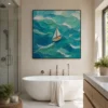 teal-crossing-coastal-ocean-canvas-art-bathroom-01 S010| Teal Crossing – Coastal Ocean Canvas Art