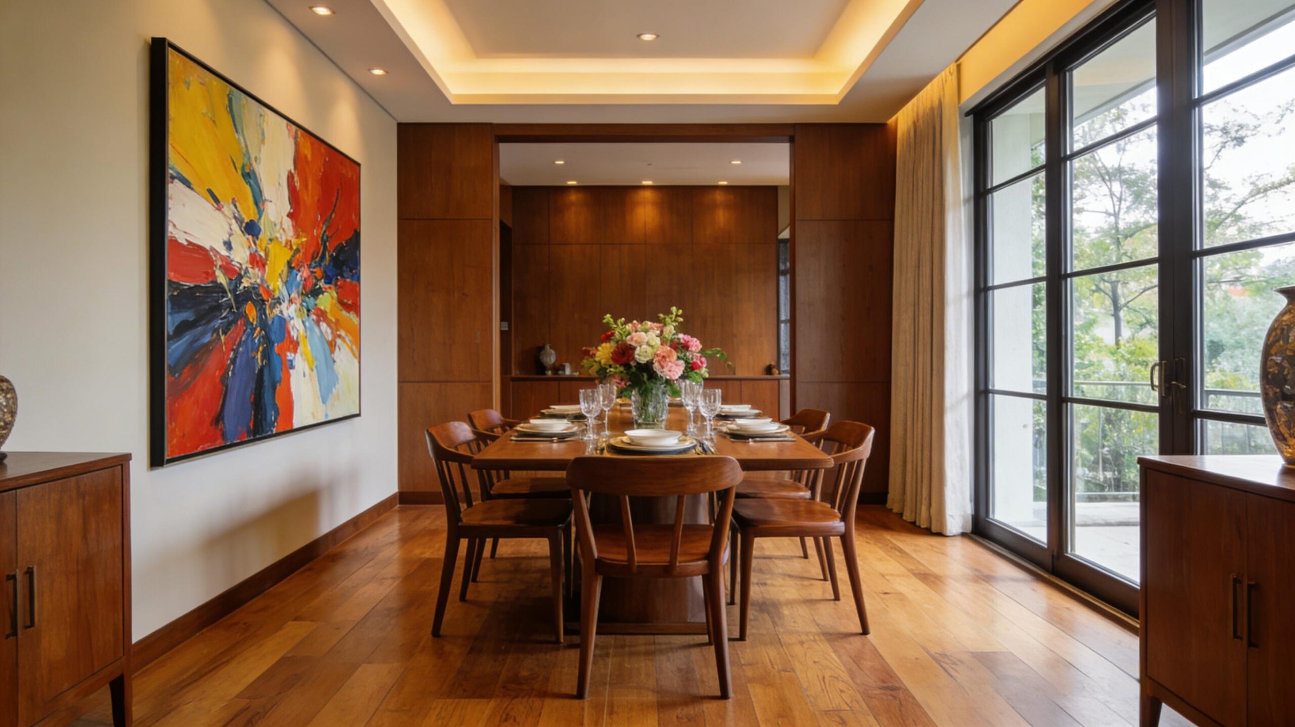 dinning-room-wall-art L002 | Chromatic Bloom – Textured Abstract Canvas Art