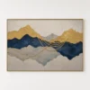 Warm amber landscape painting with golden tones and dark forest band on canvas