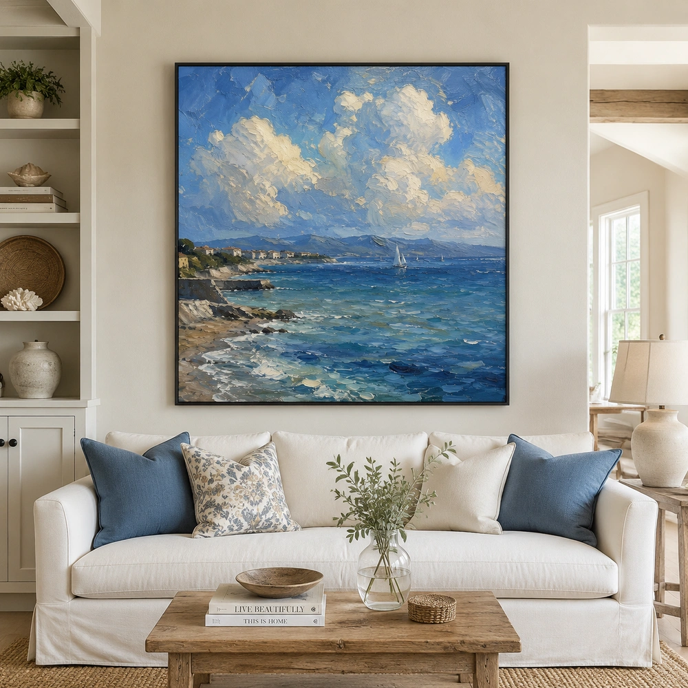 sunlit-cove-coastal-seascape-living-room-wall-art-01 S012 | Sunlit Cove - Coastal Seascape Wall Art