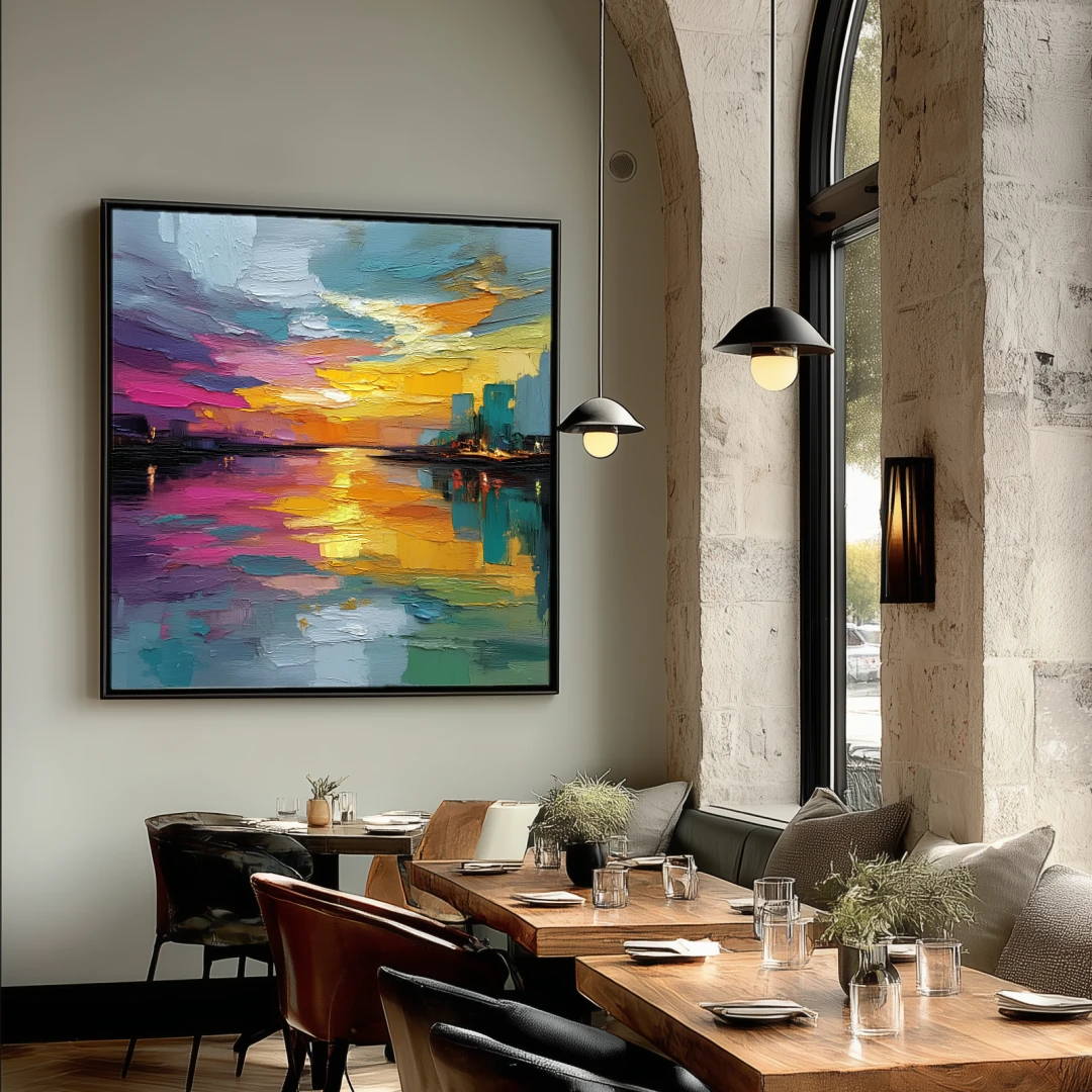 twilight-reflections-dinning-room-S-01 S003 | Twilight Reflections - Colorful Cityscape Wall Art