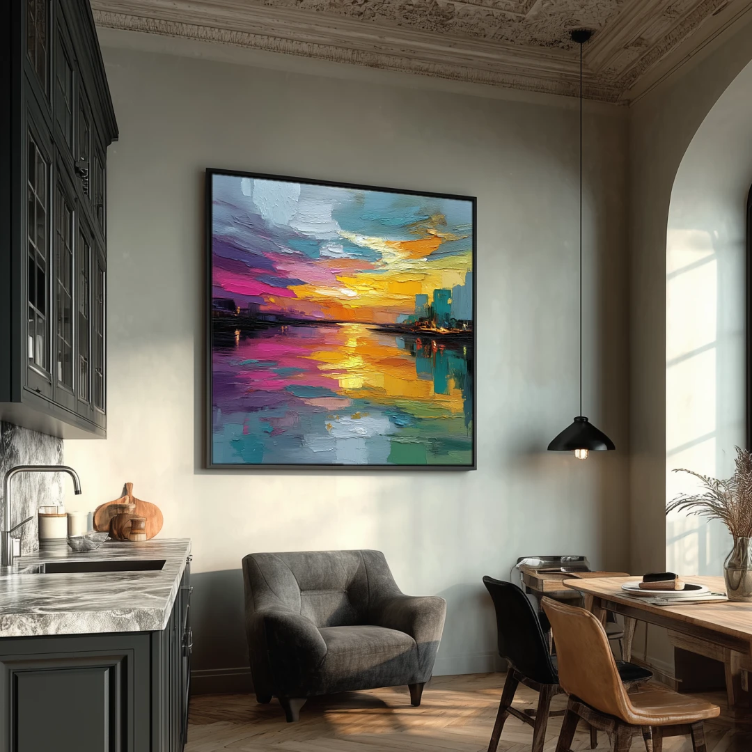 twilight-reflections-dinning-room-S-03 S003 | Twilight Reflections - Colorful Cityscape Wall Art