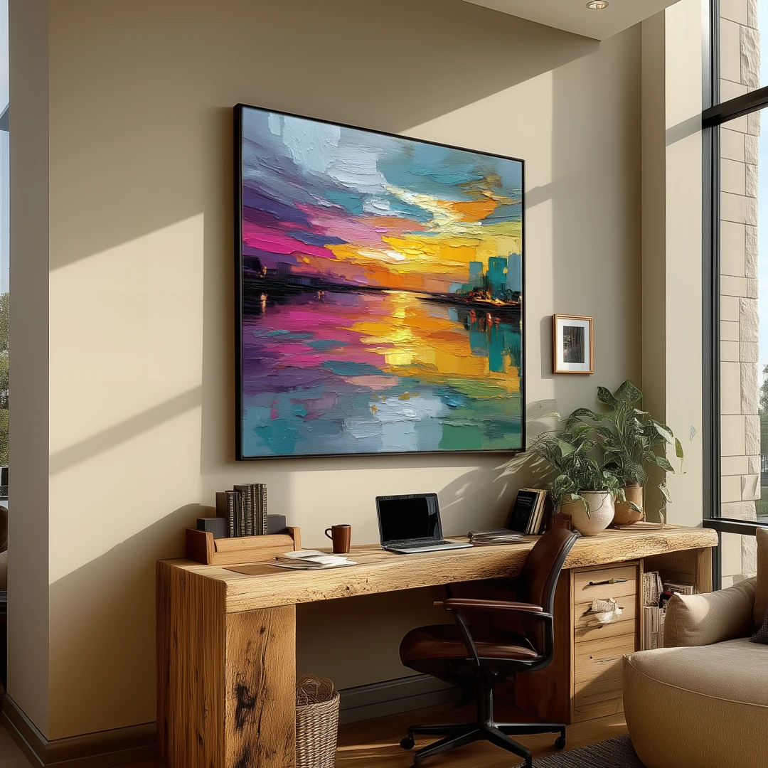 twilight-reflections-office-S-02 S003 | Twilight Reflections - Colorful Cityscape Wall Art
