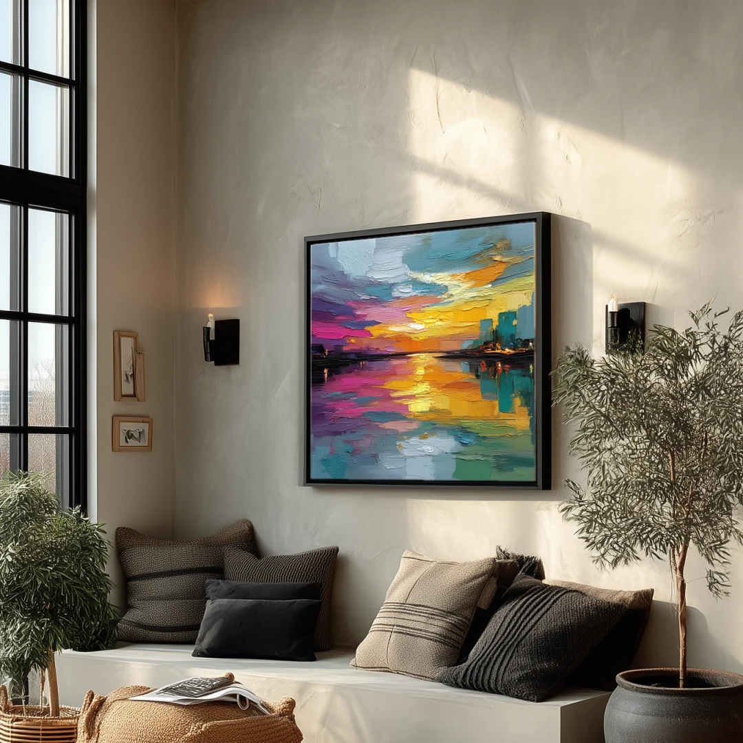 twilight-reflections-stairs-S-02 S003 | Twilight Reflections - Colorful Cityscape Wall Art