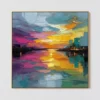 twilight-reflections-T-1x1-gold-frame-pure S003 | Twilight Reflections - Colorful Cityscape Wall Art