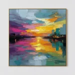 S003 | Twilight Reflections - Colorful Cityscape Wall Art