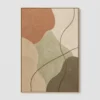 clay-over-sage-terracotta-abstract-wall-art-T-2x3-gold-frame-wall Terracotta abstract painting with sage green shapes and brown curved line