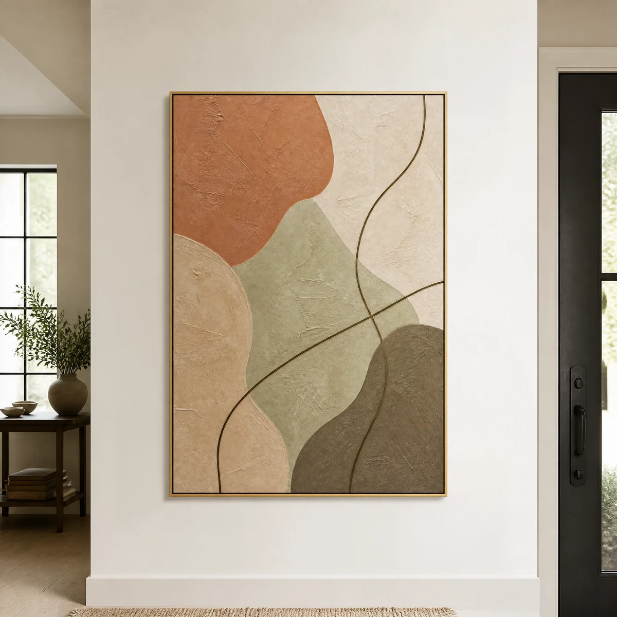 clay-over-sage-terracotta-abstract-wall-art-entryway-01 P016 | Clay Over Sage - Terracotta Abstract Wall Art