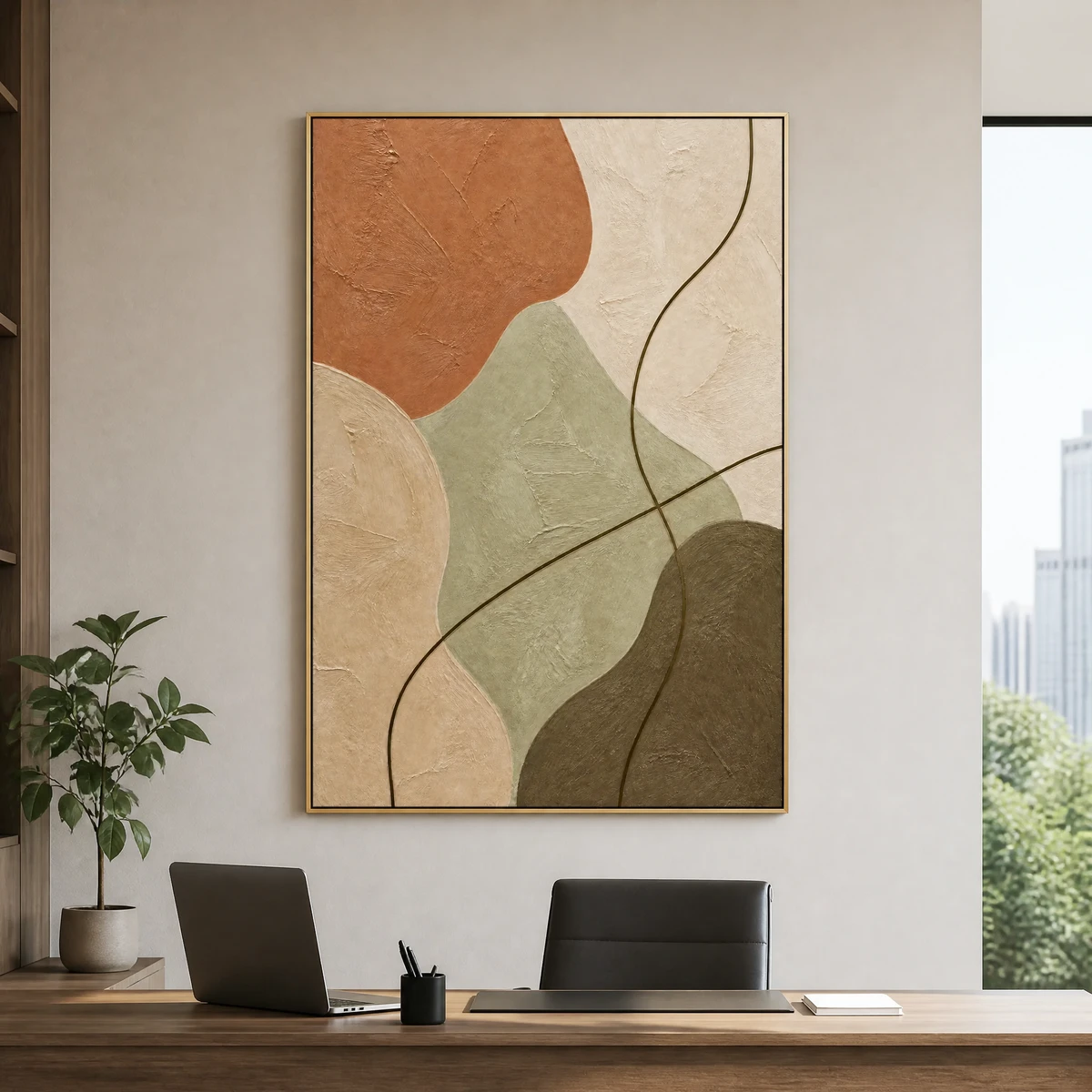 clay-over-sage-terracotta-abstract-wall-art-office-01 P016 | Clay Over Sage - Terracotta Abstract Wall Art
