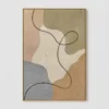 crossing-in-sage-organic-line-wall-art-T-2x3-gold-frame-wall Sage green abstract painting with blue gray shape and looping line