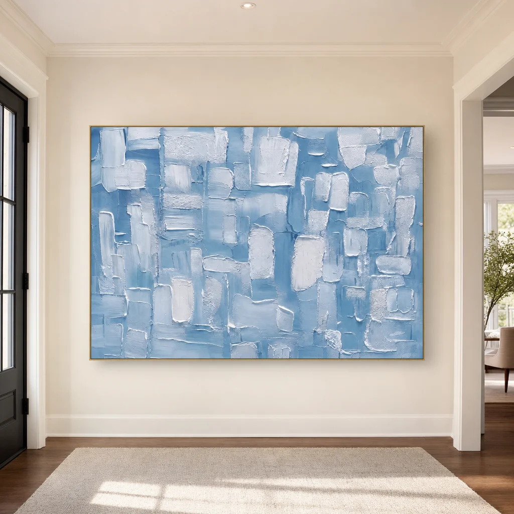 frosted-wall-blue-textured-wall-art-entryway-01 L008 | Frosted Wall - Blue Textured Wall Art