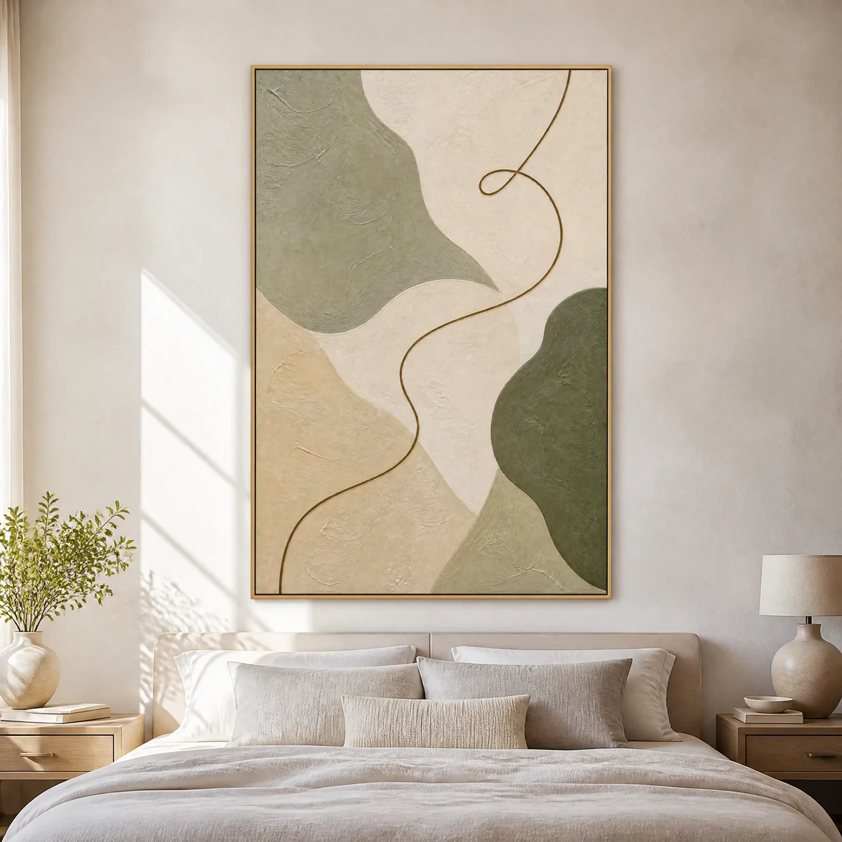 green-turn-sage-green-abstract-wall-art-bedroom-01 P014 | The Green Turn - Sage Green Abstract Wall Art