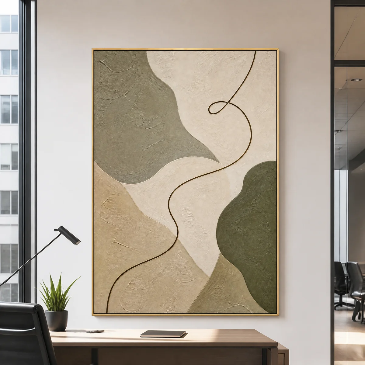 green-turn-sage-green-abstract-wall-art-office-01 P014 | The Green Turn - Sage Green Abstract Wall Art