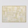 Textured beige and ivory abstract painting with palette knife impasto tiles on canvas