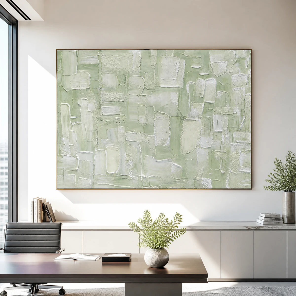 L009 | Sage Plaster - Green Textured Wall Art