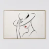 scarlet-poise-minimalist-figurative-canvas-art-T-3x2-gold-frame-pure-wall L006 | Scarlet Poise - Minimalist Figurative Canvas Art