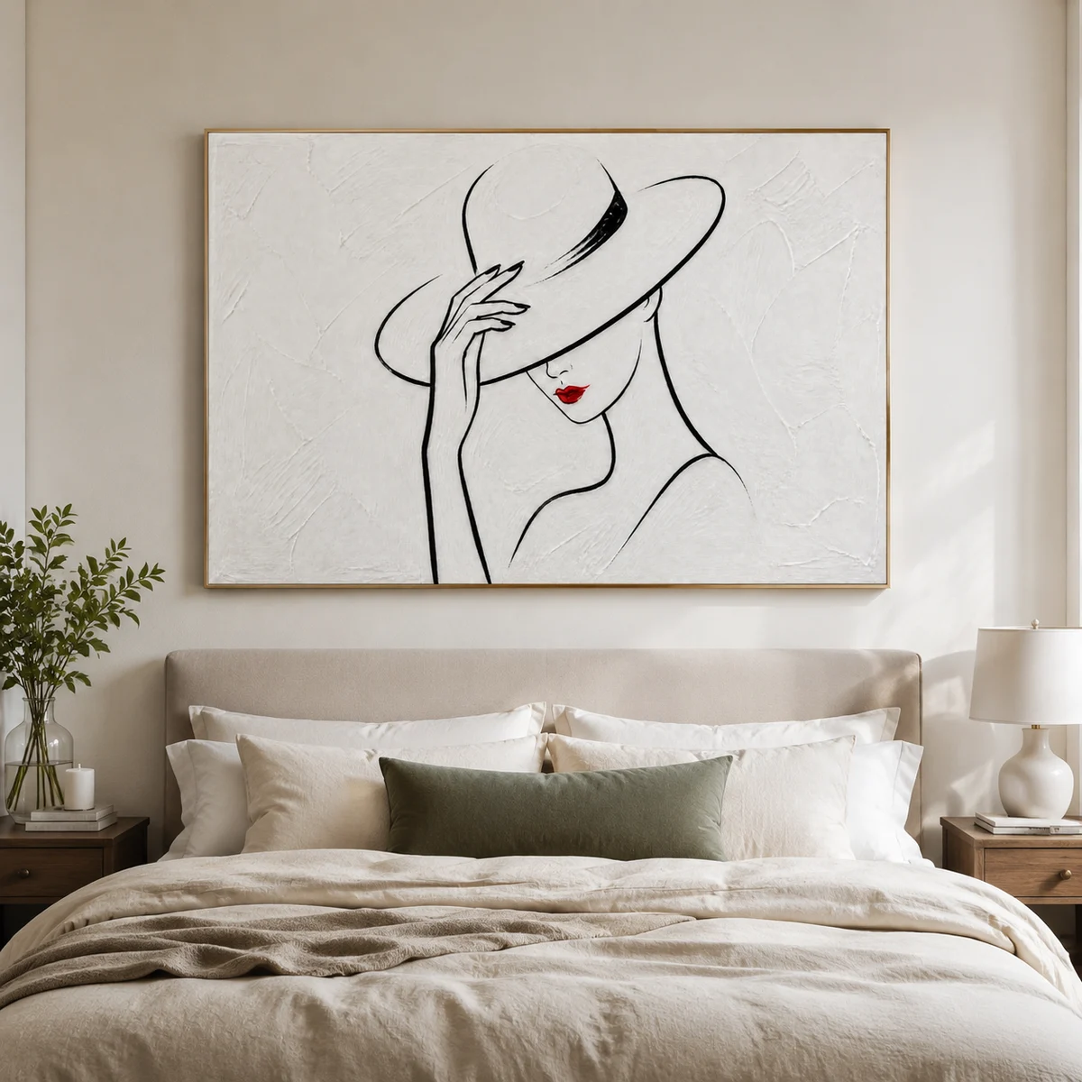 scarlet-poise-minimalist-figurative-canvas-art-bedroom-wall-art-2 L006 | Scarlet Poise - Minimalist Figurative Canvas Art