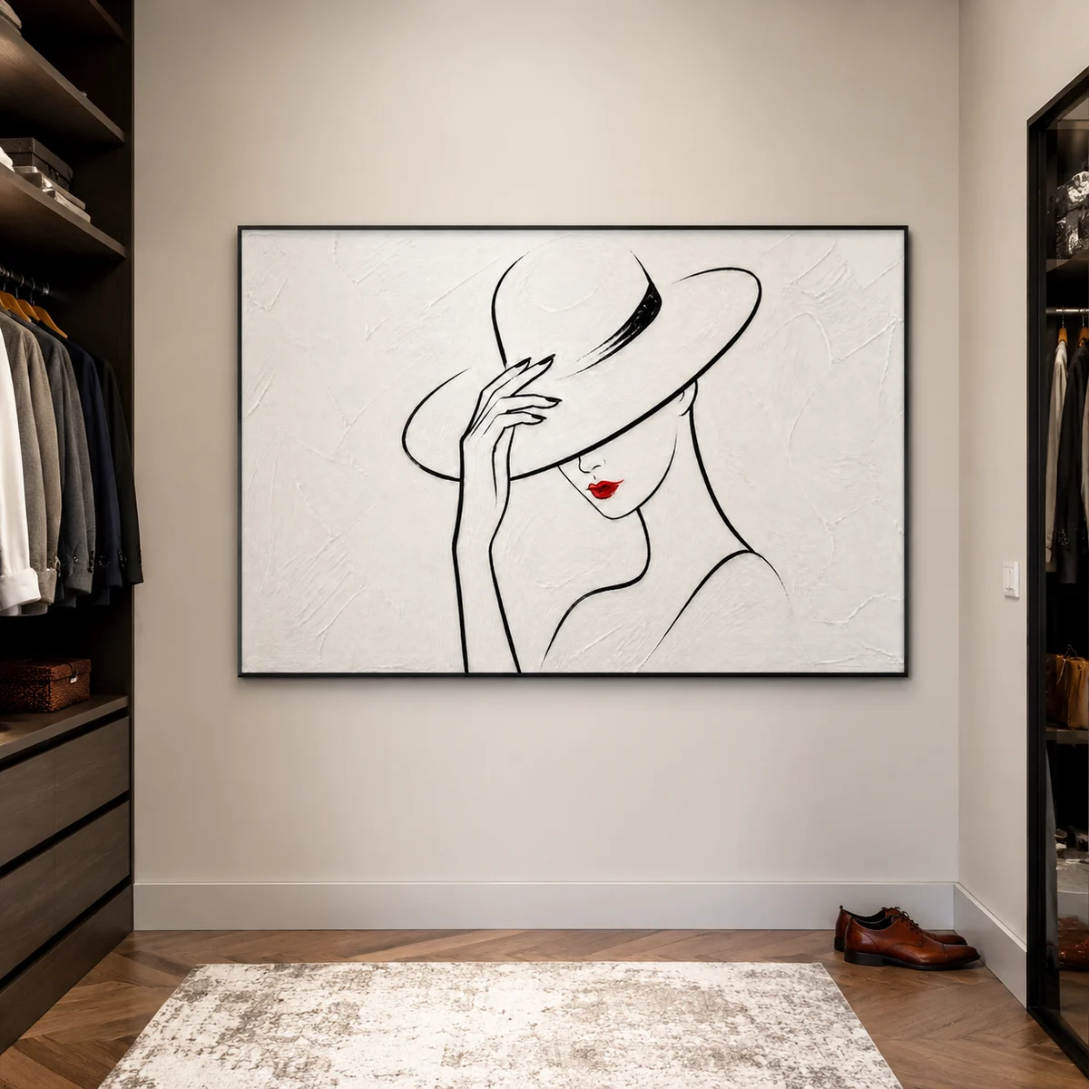 scarlet-poise-minimalist-figurative-canvas-art-cloakroom-wall-art-1 L006 | Scarlet Poise - Minimalist Figurative Canvas Art