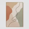 soft-contour-neutral-abstract-wall-art-T-2x3-gold-frame-wall Neutral abstract painting with terracotta shapes and flowing brown line