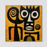 S014 | Black Ochre Sentinel – Mid Century Wall Art