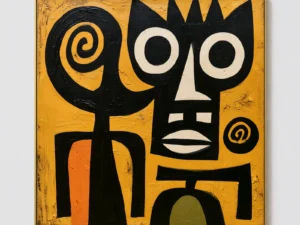 S014 | Black Ochre Sentinel – Mid Century Wall Art