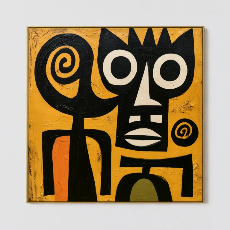 S014 | Black Ochre Sentinel – Mid Century Wall Art