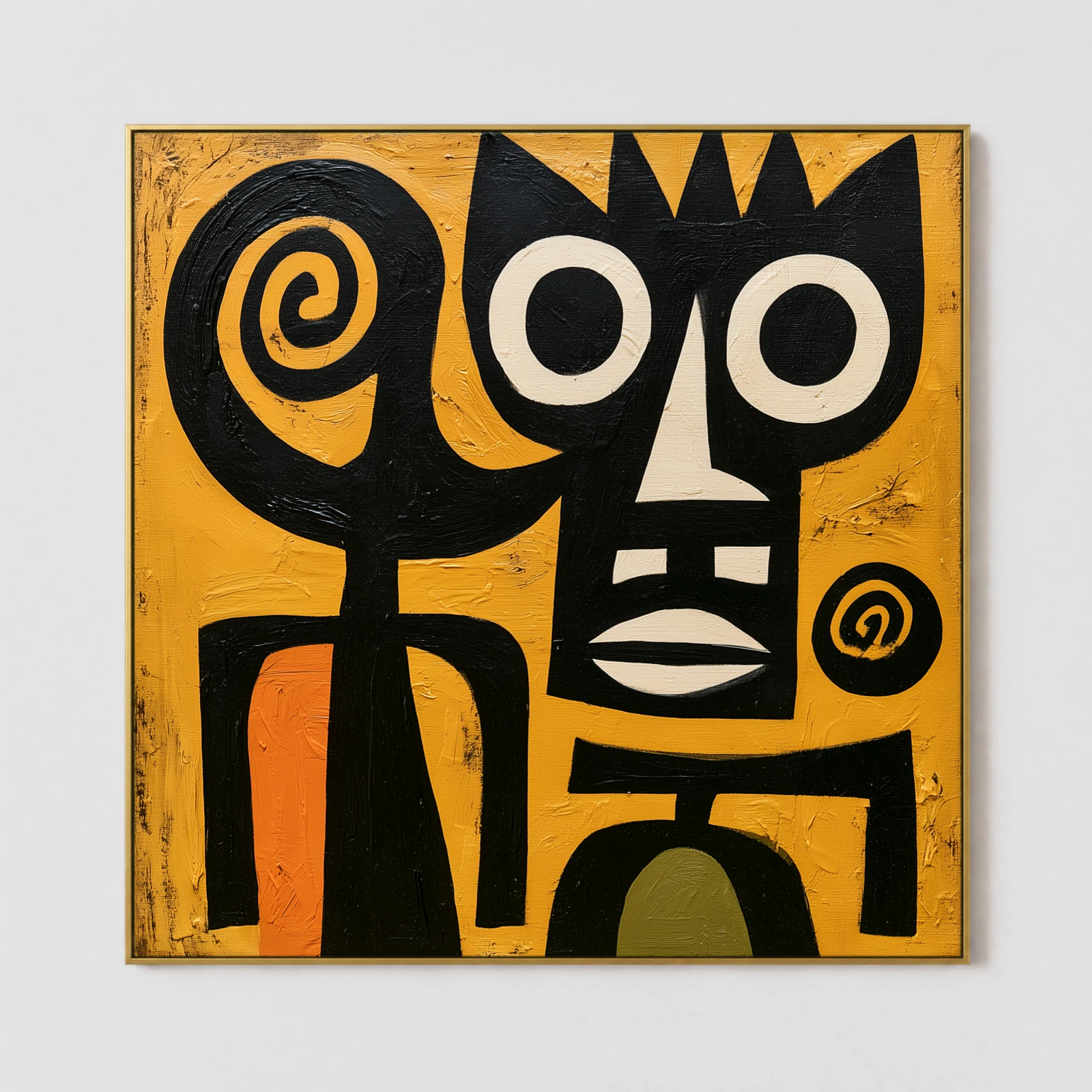 S014 | Black Ochre Sentinel – Mid Century Wall Art