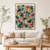 P019 | Residual Loop – Coral Drift – Turquoise Abstract Wall Art