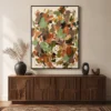 crosscurrent-coral-abstract-wall-art-scene-6 Coral and teal abstract oil painting with aqua strokes and a brown looping line