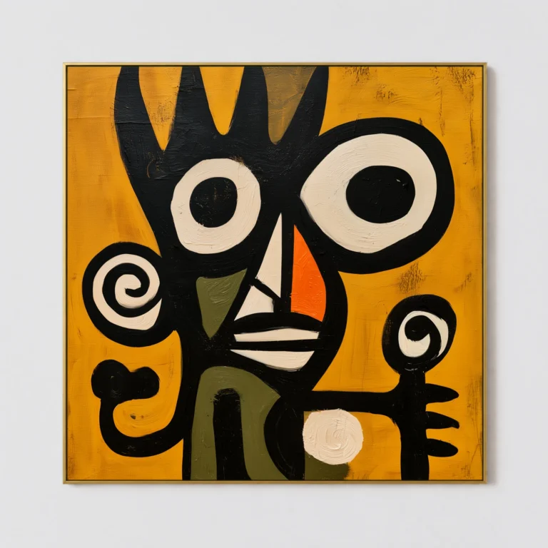 S029 | Crowned Watcher – Abstract Figurative Wall Art