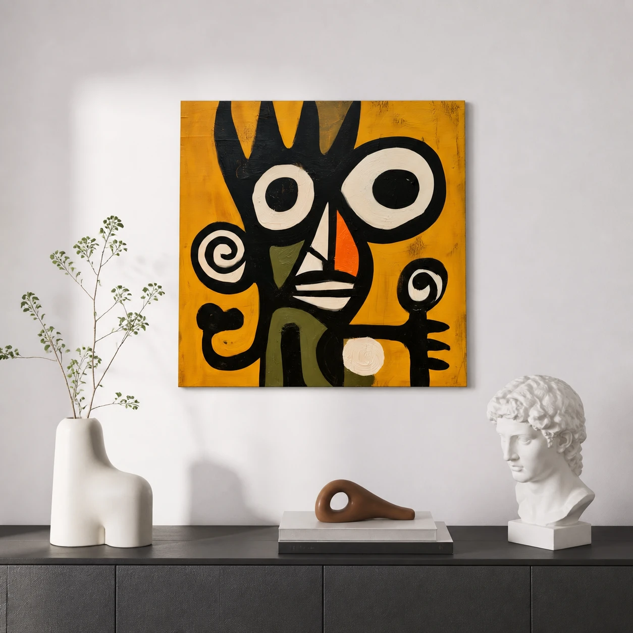 S029 | Crowned Watcher – Abstract Figurative Wall Art