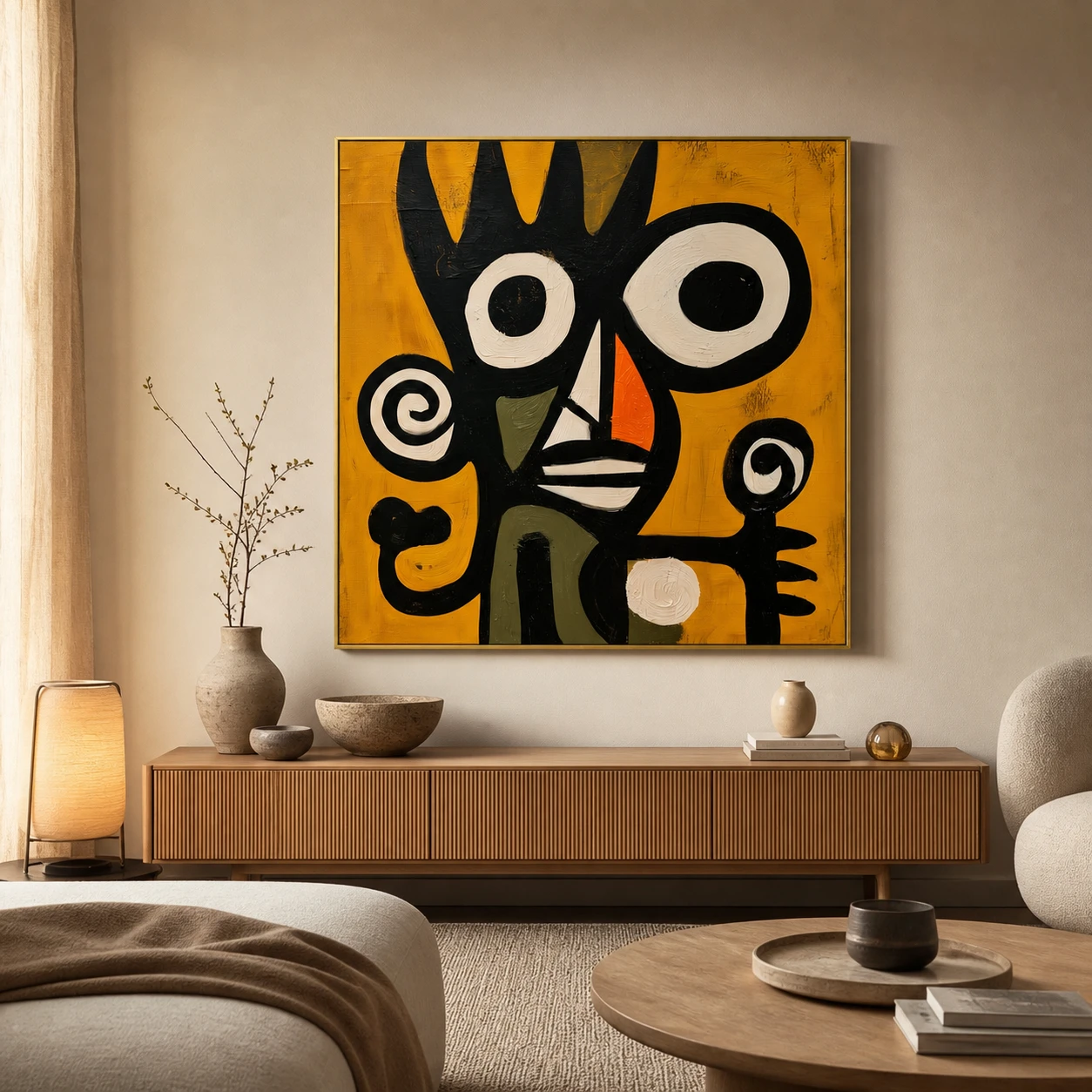 S029 | Crowned Watcher – Abstract Figurative Wall Art