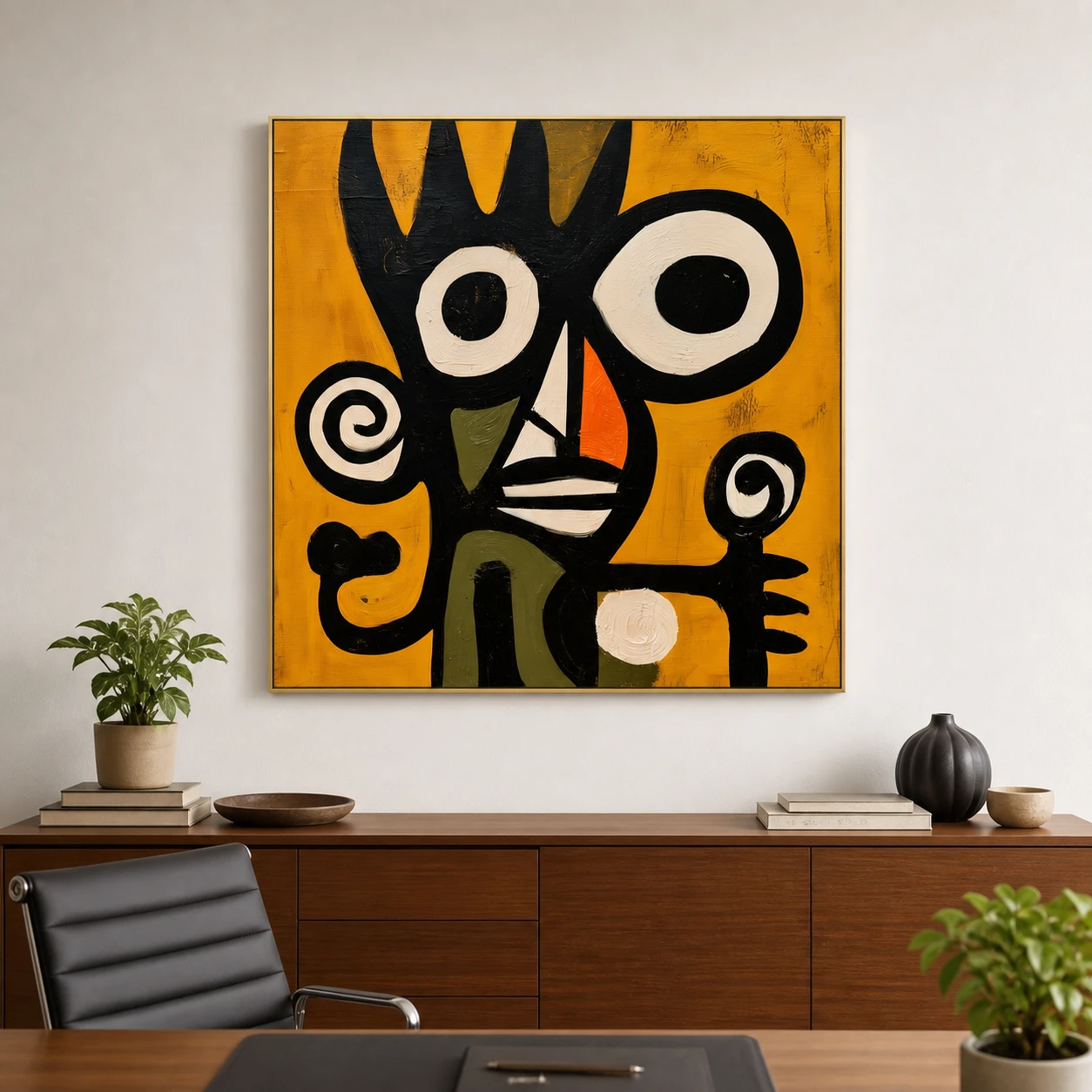 S029 | Crowned Watcher – Abstract Figurative Wall Art