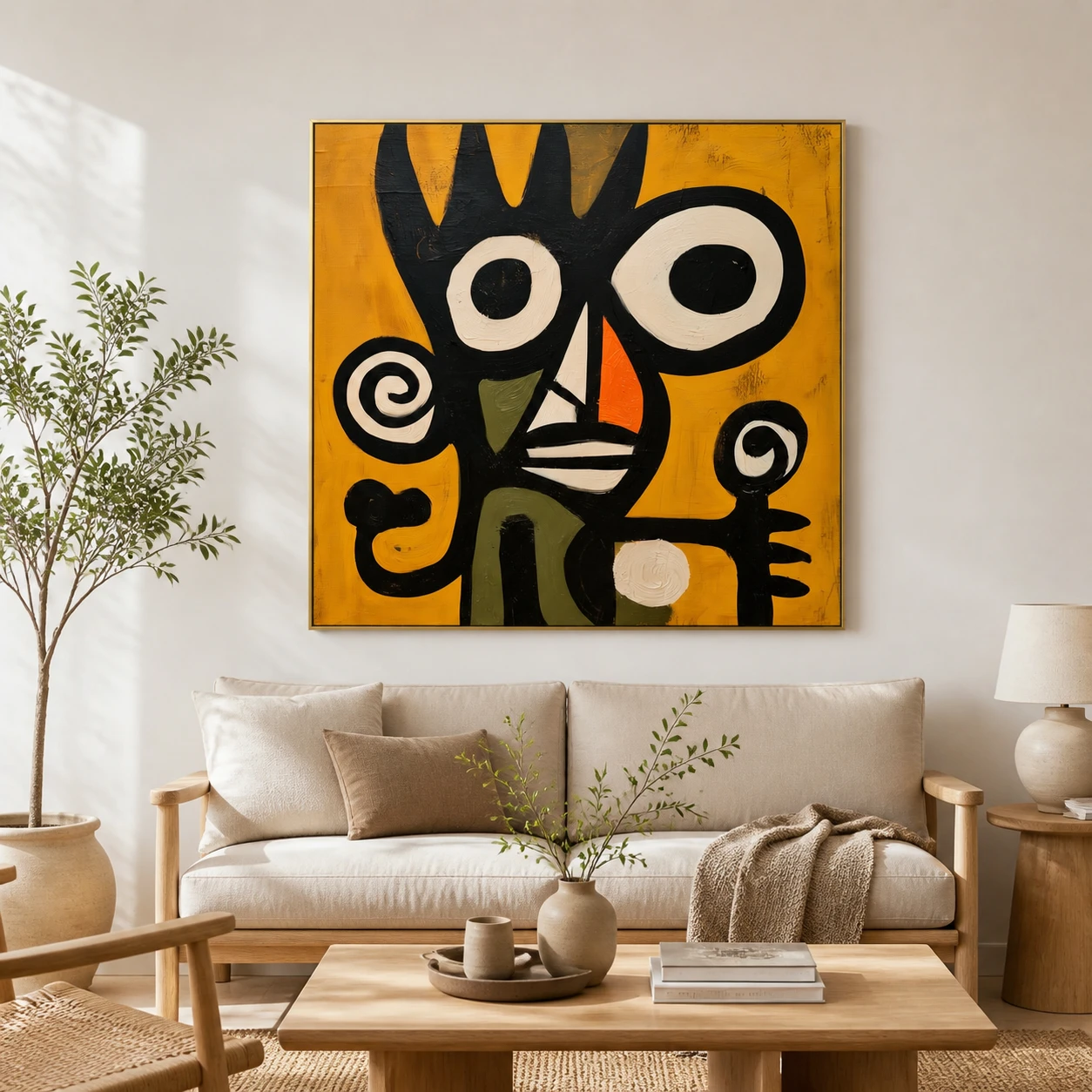 S029 | Crowned Watcher – Abstract Figurative Wall Art