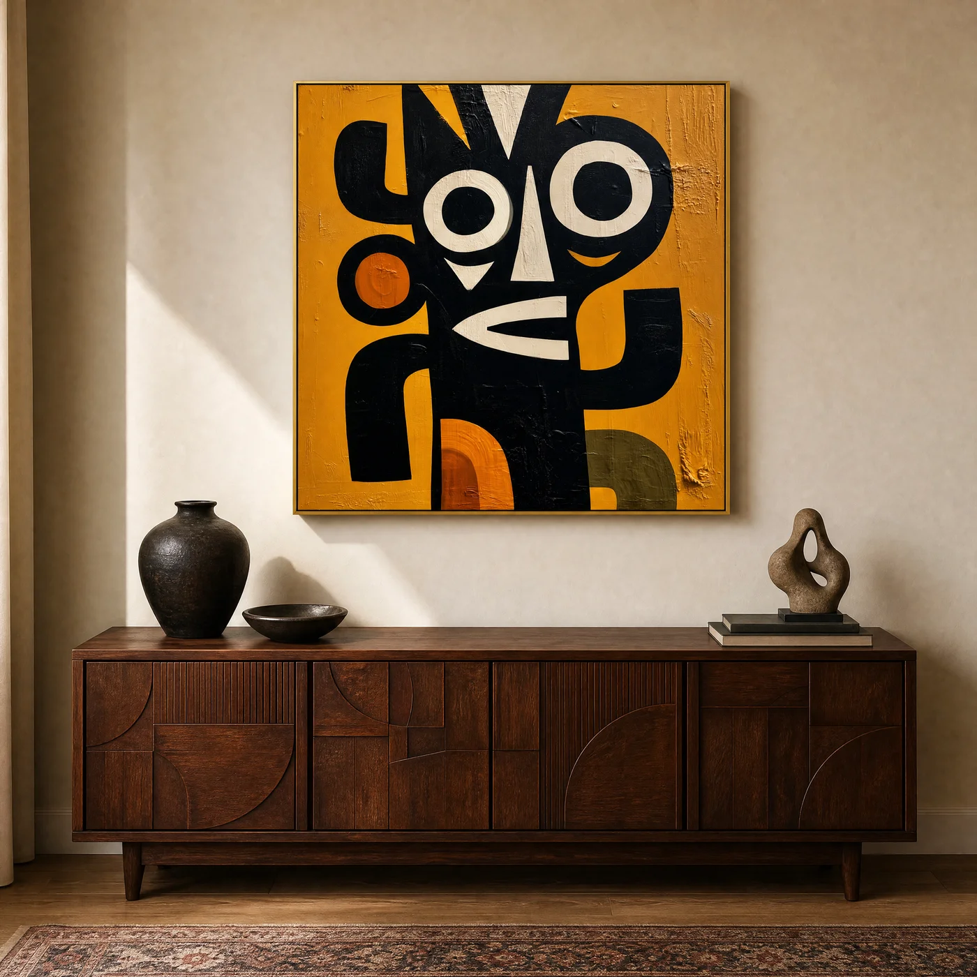 glyph-guardian-figurative-abstract-wall-art-scene-1 S026 | Glyph Guardian – Figurative Abstract Wall Art