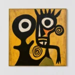 S018 | Green Field Sentinel – Mustard Yellow Wall Art