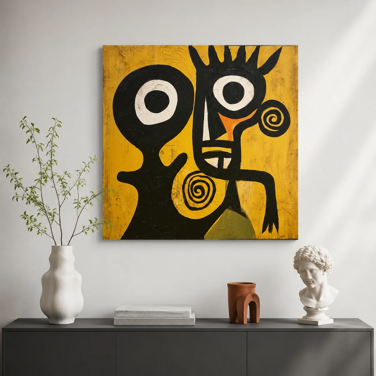 green-field-sentinel-mustard-yellow-wall-art-scene-01 S018 | Green Field Sentinel – Mustard Yellow Wall Art