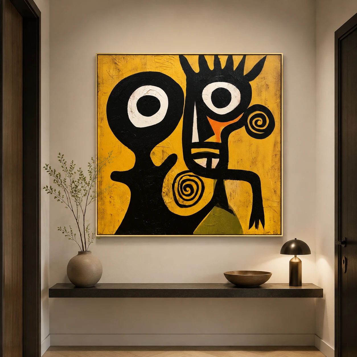 green-field-sentinel-mustard-yellow-wall-art-scene-02 S018 | Green Field Sentinel – Mustard Yellow Wall Art