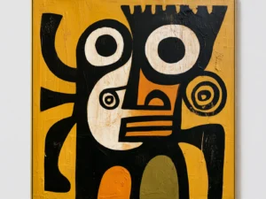 S031 | Ivory Mask Witness – Figurative Abstract Painting