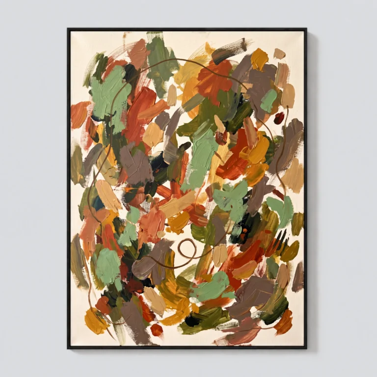P025 | Sienna Thread – Ochre Abstract Wall Art