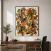 sienna-thread-ochre-abstract-wall-art-scene-3 Ochre and sage green abstract oil painting with terracotta marks and sienna line