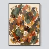 slate-interval-blue-gray-abstract-wall-art-T-3x4-black-frame-wall Blue gray and ivory abstract oil painting with navy marks and a brown loop