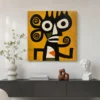 the-spiral-eared-watcher-primitive-abstract-wall-art-scene-01 S015 | The Spiral-Eared Watcher – Primitive Abstract Wall Art