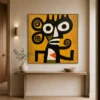 the-spiral-eared-watcher-primitive-abstract-wall-art-scene-02 S015 | The Spiral-Eared Watcher – Primitive Abstract Wall Art