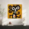 the-spiral-eared-watcher-primitive-abstract-wall-art-scene-03 S015 | The Spiral-Eared Watcher – Primitive Abstract Wall Art
