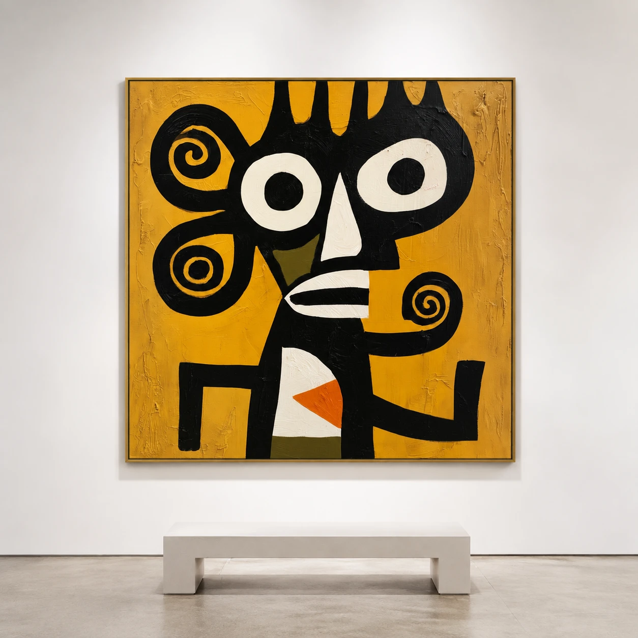 the-spiral-eared-watcher-primitive-abstract-wall-art-scene-04 S015 | The Spiral-Eared Watcher – Primitive Abstract Wall Art