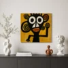 S017 | Twin Spiral Guardian – Boho Figurative Wall Art